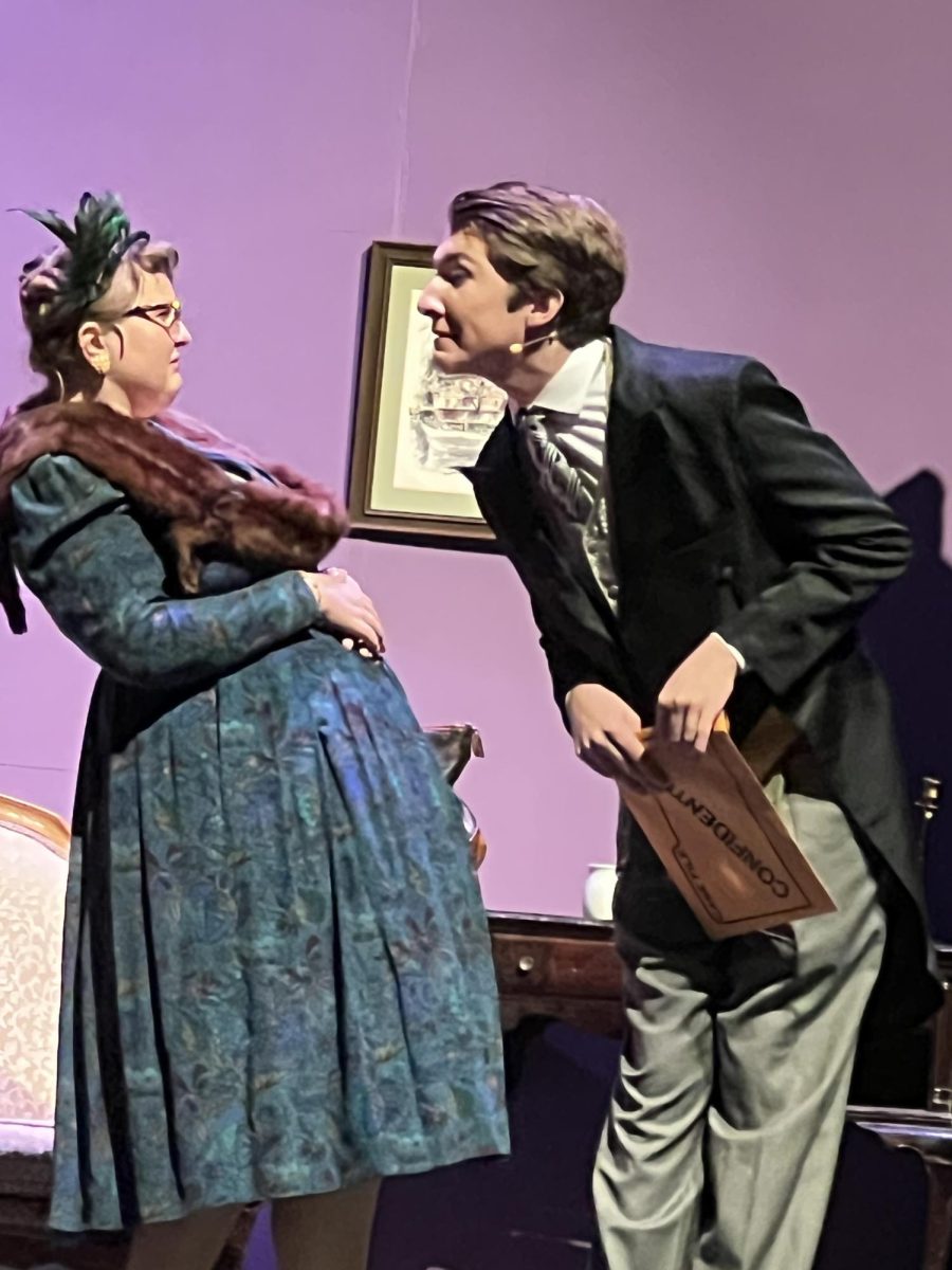 Weston Potten (Mr. Wadsworth) confronts Ann Picarello (Mrs. Peacock) with new evidence.